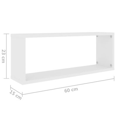 vidaXL Wall Cube Shelf 4 pcs White 60x15x23 cm Engineered Wood