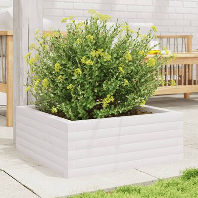 vidaXL Garden Planter White 60x60x23 cm Solid Wood Pine