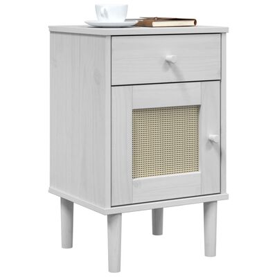 vidaXL Bedside Cabinet SENJA Rattan Look White 40x35x65 cm Solid Wood Pine