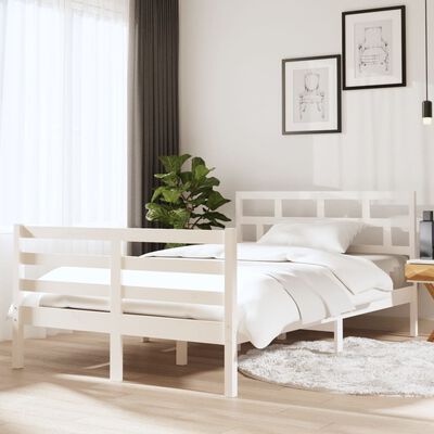 vidaXL Bed Frame without Mattress White Small Double Solid Wood