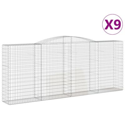 vidaXL Arched Gabion Baskets 9 pcs 400x50x160/180 cm Galvanised Iron