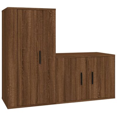 vidaXL 2 Piece TV Cabinet Set Brown Oak Engineered Wood