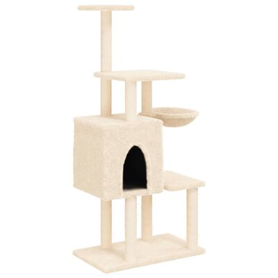 vidaXL Cat Tree with Sisal Scratching Posts Cream 131 cm