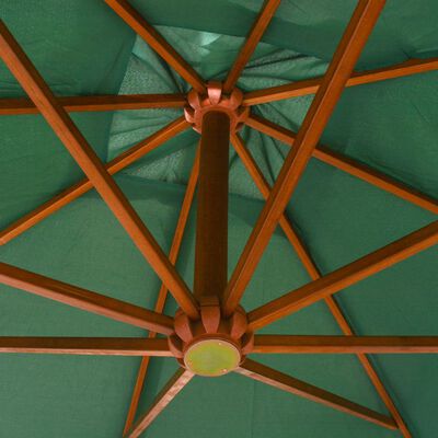 vidaXL Hanging Garden Parasol 300x300 cm Wooden Pole Green