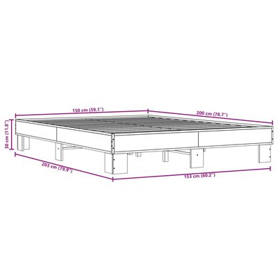 vidaXL Bed Frame without Mattress Smoked Oak 150x200 cm King Size