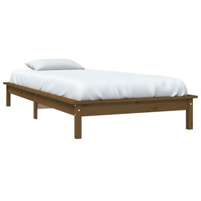 vidaXL Bed Frame without Mattress Honey Brown Small Single Solid Wood