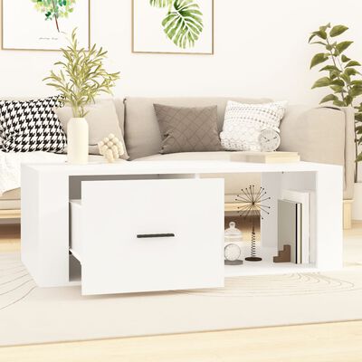 vidaXL Coffee Table White 100x50.5x35 cm Engineered Wood