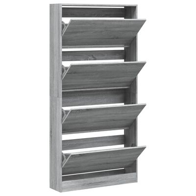 vidaXL Shoe Cabinet with 4 Flip-Drawers Grey Sonoma 80x21x163.5 cm