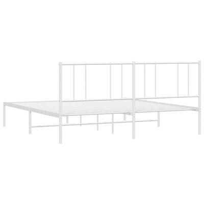 vidaXL Metal Bed Frame without Mattress with Headboard White 183x213 cm