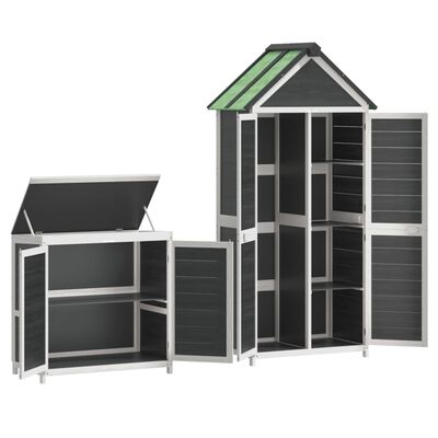 vidaXL 2 Piece Garden Tool Shed Set Grey Solid Wood Pine