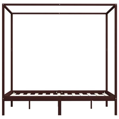 vidaXL Canopy Bed Frame without Mattress Dark Brown Solid Wood 120x200 cm