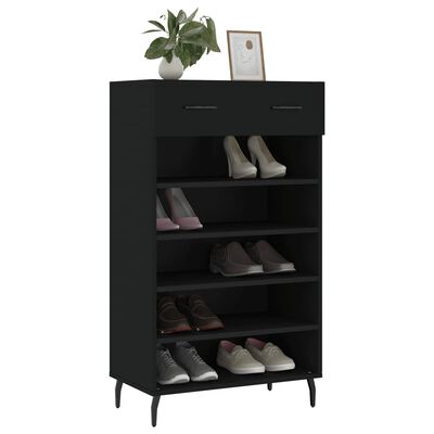 vidaXL Shoe Cabinet Black 60x35x105 cm Engineered Wood