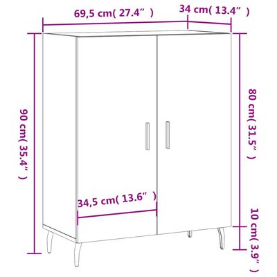 vidaXL Sideboard Sonoma Oak 69.5x34x90 cm Engineered Wood