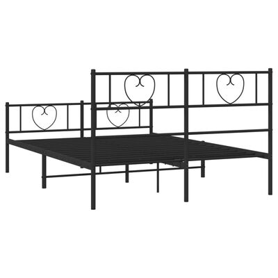 vidaXL Metal Bed Frame without Mattress with Footboard Black 120x190 cm Small Double