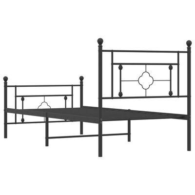 vidaXL Metal Bed Frame without Mattress with Footboard Black 100x190 cm