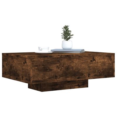 vidaXL Coffee Table with LED Lights Smoked Oak 85x55x31 cm