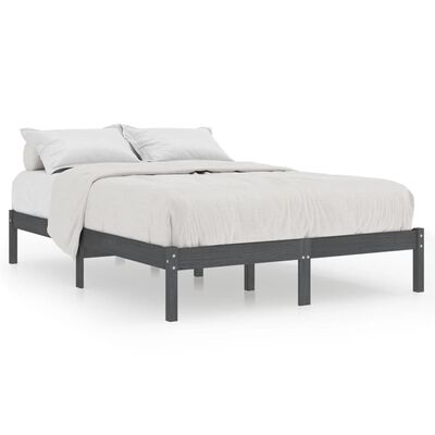 vidaXL Bed Frame without Mattress Grey Solid Wood Double