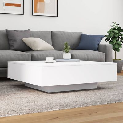 vidaXL Coffee Table with LED Lights White 100x100x31 cm