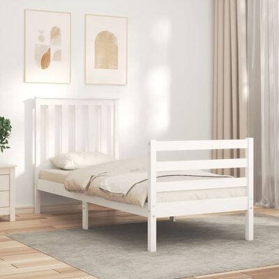 vidaXL Bed Frame without Mattress White Small Single Solid Wood