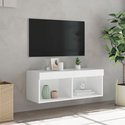 vidaXL TV Cabinet with LED Lights White 80x30x30 cm