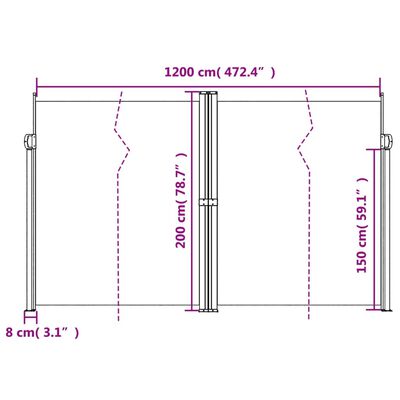 vidaXL Retractable Side Awning Anthracite 200x1200 cm