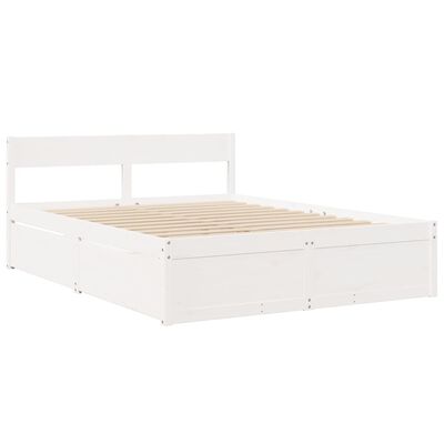 vidaXL Bed with Drawers and Mattress White 160x200 cm Solid Wood Pine