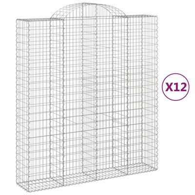 vidaXL Arched Gabion Baskets 12 pcs 200x50x220/240 cm Galvanised Iron