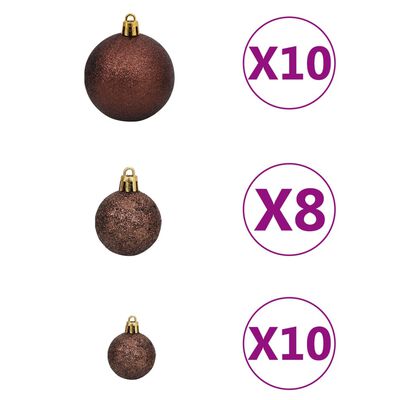 vidaXL Artificial Hinged Christmas Tree 300 LEDs & Ball Set 180 cm