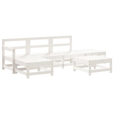 vidaXL 6 Piece Garden Lounge Set White Solid Wood Pine