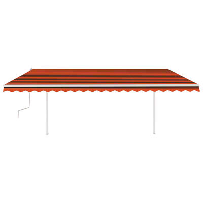 vidaXL Manual Retractable Awning with Posts 5x3 m Orange and Brown