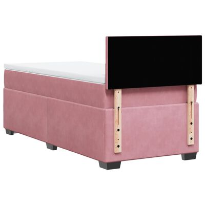 vidaXL Box Spring Bed with Mattress Pink 100x200 cm Velvet