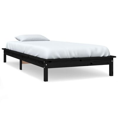 vidaXL Bed Frame without Mattress Black 90x200 cm Solid Wood