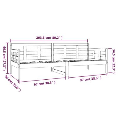 vidaXL Day Bed without Mattress Black Solid Wood Pine 80x200 cm