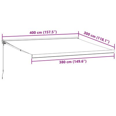 vidaXL Retractable Awning Anthracite and White 4x3 m Fabric&Aluminium