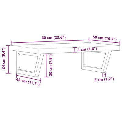 vidaXL Basin Shelf Wall Mounted Steel and Solid Wood Acacia