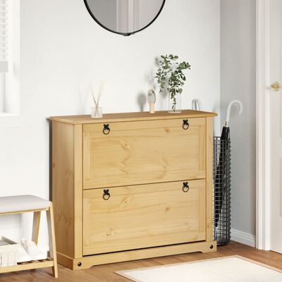 vidaXL Shoe Cabinet Corona 99x32x85 cm Solid Wood Pine