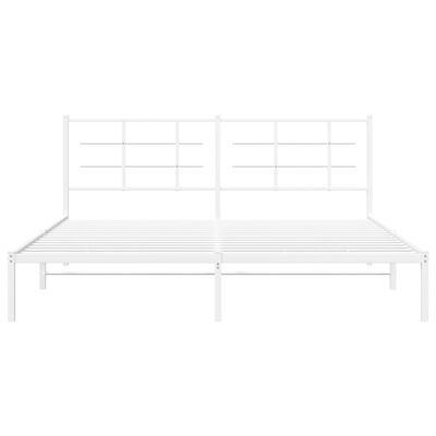 vidaXL Metal Bed Frame without Mattress with Headboard White 180x200 cm Super King