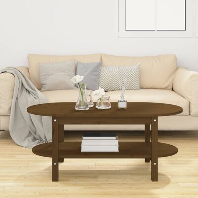 vidaXL Coffee Table Honey Brown 110x55x45 cm Solid Wood Pine