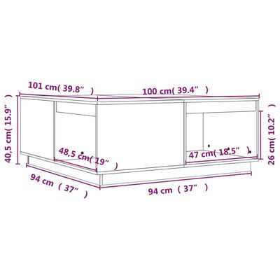 vidaXL Coffee Table Honey Brown 100x101x40.5 cm Solid Wood Pine