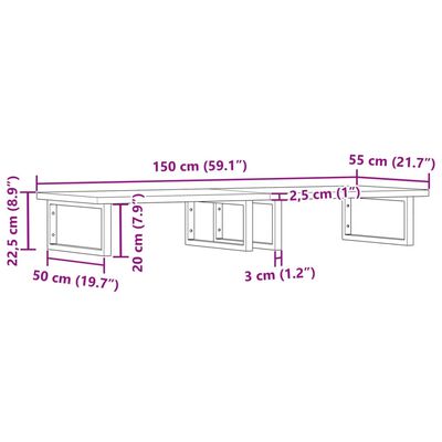 vidaXL Basin Shelf Wall Mounted Steel and Solid Wood Beech