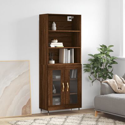 vidaXL Highboard Brown Oak 69.5x34x180 cm Engineered Wood