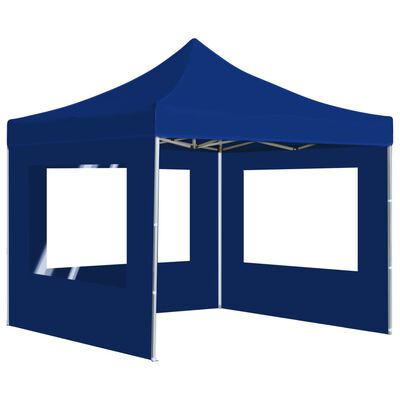 vidaXL Professional Folding Party Tent with Walls Aluminium 3x3 m Blue