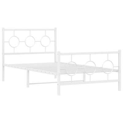 vidaXL Metal Bed Frame without Mattress with Footboard White 100x200 cm