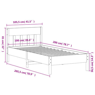 vidaXL Bed Frame without Mattress 100x200 cm Solid Wood Pine