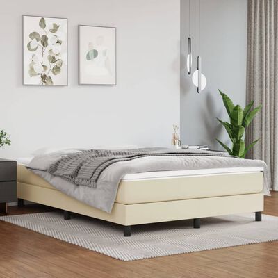 vidaXL Pocket Spring Bed Mattress Cream 140x200x20 cm Faux Leather