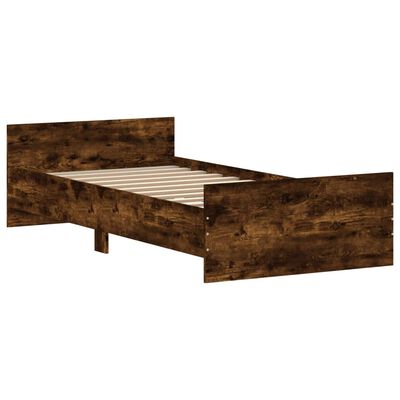 vidaXL Bed Frame without Mattress Smoked Oak 90x190 cm Single Engineered Wood