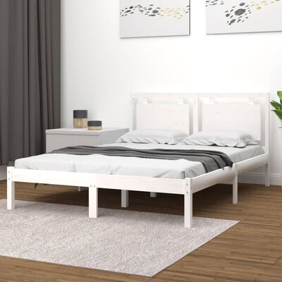 vidaXL Bed Frame without Mattress White 120x190 cm Small Double Solid Wood