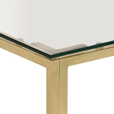 vidaXL Coffee Table Gold Stainless Steel and Tempered Glass