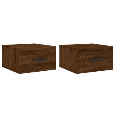 vidaXL Wall-mounted Bedside Cabinets 2 pcs Brown Oak 35x35x20 cm