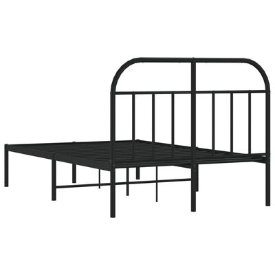 vidaXL Metal Bed Frame without Mattress with Headboard Black 120x190 cm Small Double